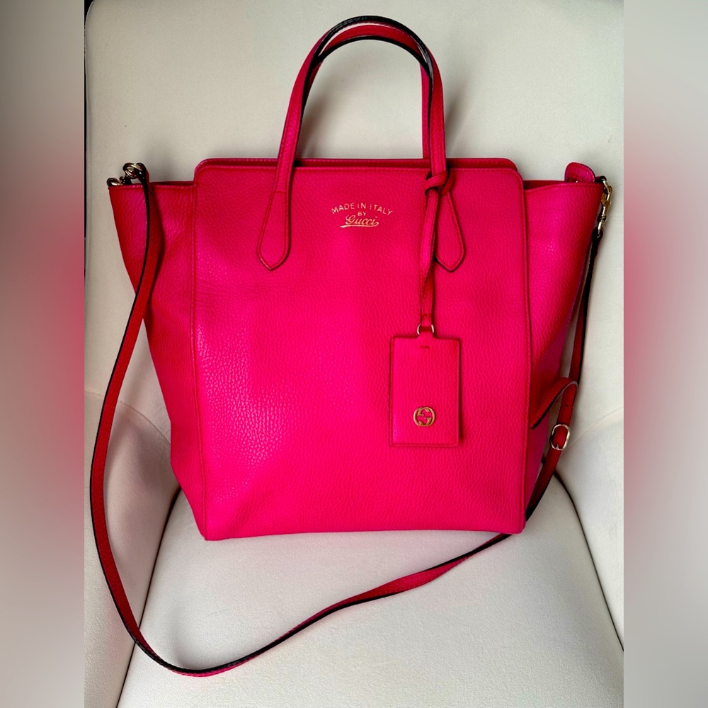 Gucci Pink Leather Tote with Gold Hardware